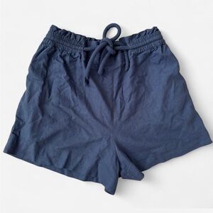 Farm Rio Blue Linen Blend Ruffle High Waist Shorts Women’s Medium Pockets